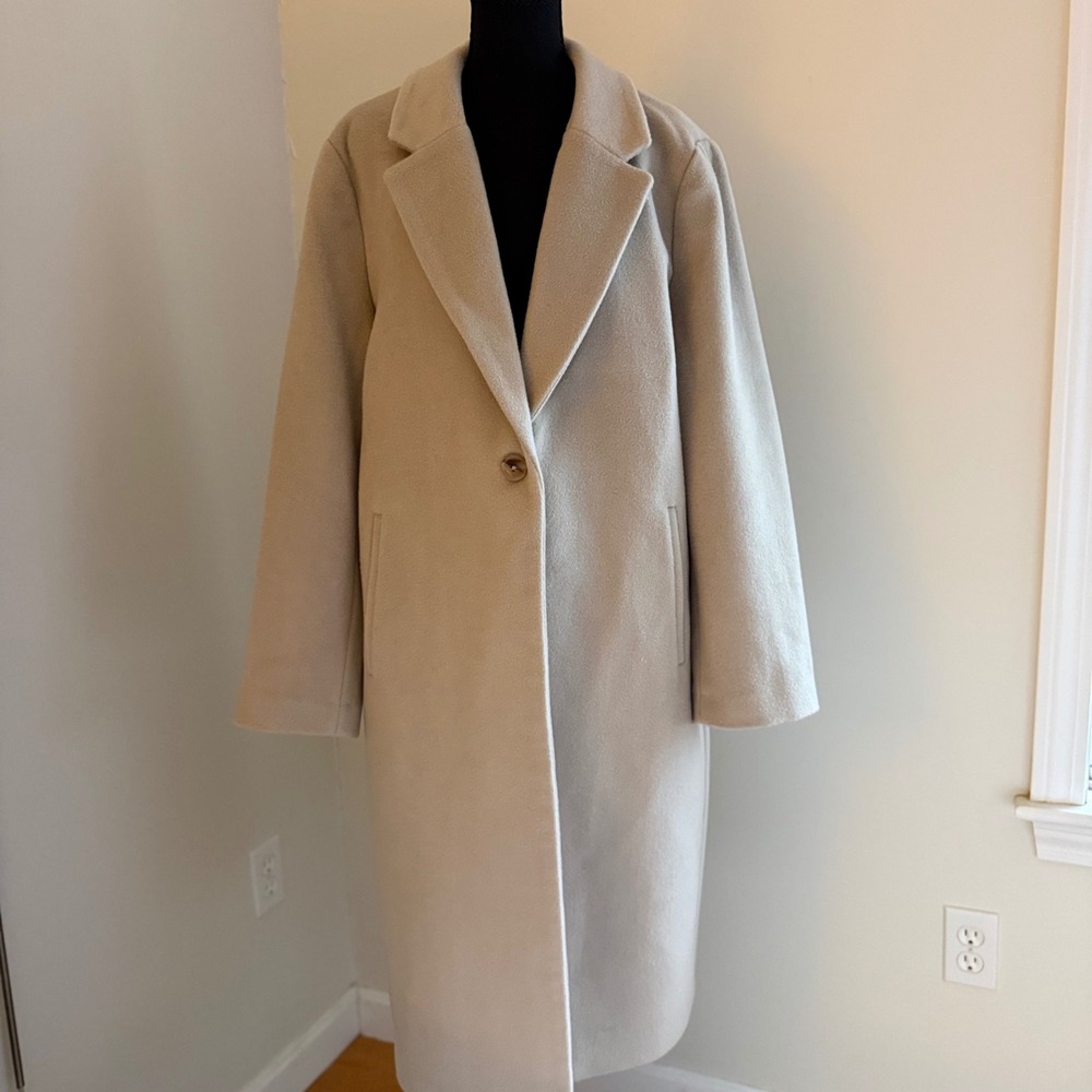 Quince NWT Wool Cashmere Classic Single Breasted Coat XL Melange Sand Dune